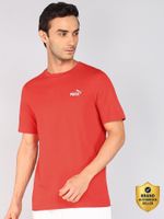 PUMA Men Solid Crew Neck Cotton Blend Red T-Shirt
