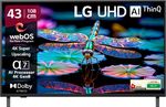 LG AI TV UA8200 108 cm (43 inch) Ultra HD (4K) LED Smart WebOS TV 2025 Edition with Alpha7 AI Processor 4K Gen8 | 4K Super Upscaling | AI Picture Pro | 4K Expression Enhancer | NEW AI Magic Remote Compatible | AI Search with MS Copilot | AI Sound Pro (9.1.2 ch) | Dolby Atmos | Chromecast Built-in (43UA82006LA)