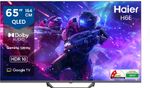 Haier H6E 164 cm (65 inch) QLED Ultra HD (4K) Smart Google TV with HDR10| Auto Low Latency Mode (ALLM)| HDMI 2.1 |120 Hz Gaming | Voice Control with Google TV (“Ok| Google”)| Metallic Bezel-less Design. (65H6E)