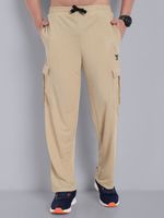 Go Devil Men Regular Fit Beige Cotton Blend Trousers