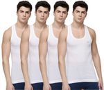 Pack of 4 Dollar Lehar Men Combed Cotton Round Neck Vest -Pack of 4- White Men Vest