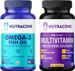 NUTRACONE Multivitamin & Omega 3 1000mg Fish Oil tablet combo (2 x 60 No)