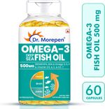 Dr. Morepen Omega-3 Deep Sea Fish Oil | 500mg Capsules with Vitamin A & E| No Fishy Burps (60 Capsules)