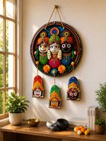 Navyaksh kala Lord Jagannath Wall Hanging for Home Decor | Jagannath Puri Wooden Decorative (Multicolor)