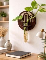 Dcarts Wooden Wall Mounted Test Tube Planter (11 inch X 7 inch, Brown)