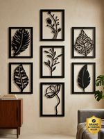 A3 BOX Wooden Wall Decor Hangings Living Room, Bedroom, Kitchen, Office Pack of 7 (16 cm X 12 cm, Black)