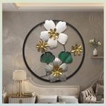 THEDIVINEINN Luxury Metal Floral Wall Decor Hanging Artwork for Bedrooms (40 cm X 40 cm, Grey)