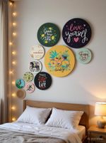 Decor Smart Travel Quote Wooden Wall Art | Inspirational Frames for Living Room (WPS_141) Pack of 11 (19 cm X 19 cm, Multicolor)