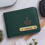 Walletadda Men Casual Green Genuine Leather Wallet (3 Card Slots)