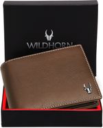 WILDHORN Men Casual Brown Genuine Leather RFID  Wallet (6 Card Slots)