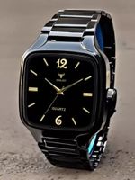DRALIET Elegant Series Square Quartz For /Boys Analog Watch  – For Men LD-BK058-BLACK Silicone Strap