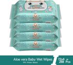 Mamma Love 99% Pure Water Baby Wet Wipes with Lid | Pack of 2 | 72 pcs/pack | (288 Wipes)