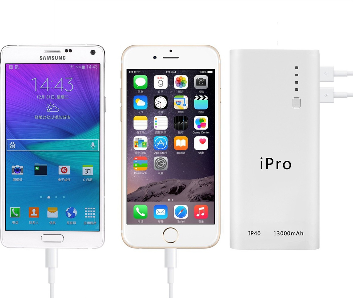 Image of Ipro 13000 mAh Power Bank (White, Lithium-ion, for Mobile)