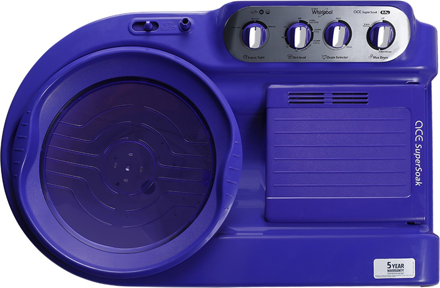 Image of Whirlpool 8 kg 5 Star, Supersoak Technology Semi Automatic Top Load Washing Machine Purple