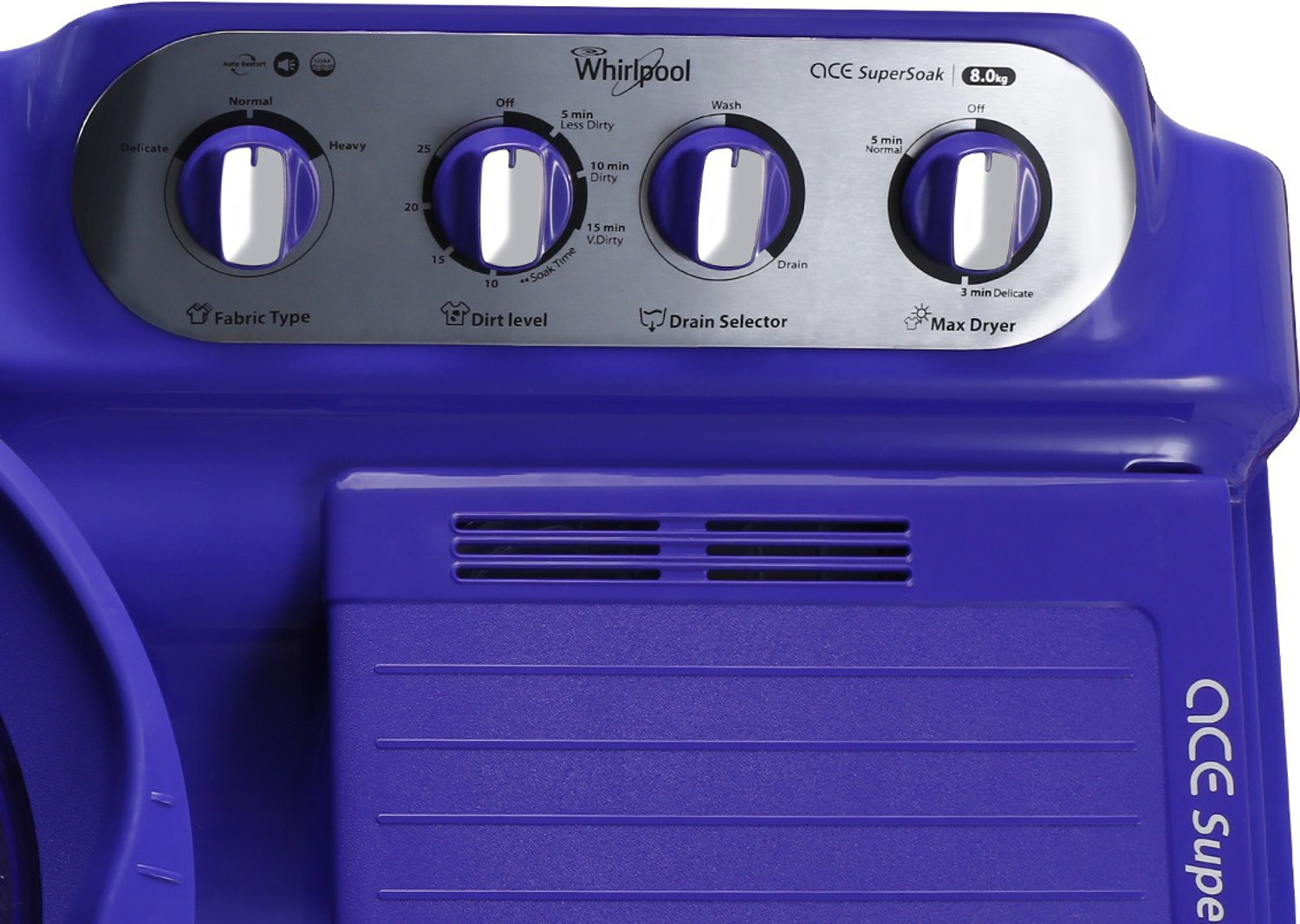 Image of Whirlpool 8 kg 5 Star, Supersoak Technology Semi Automatic Top Load Washing Machine Purple