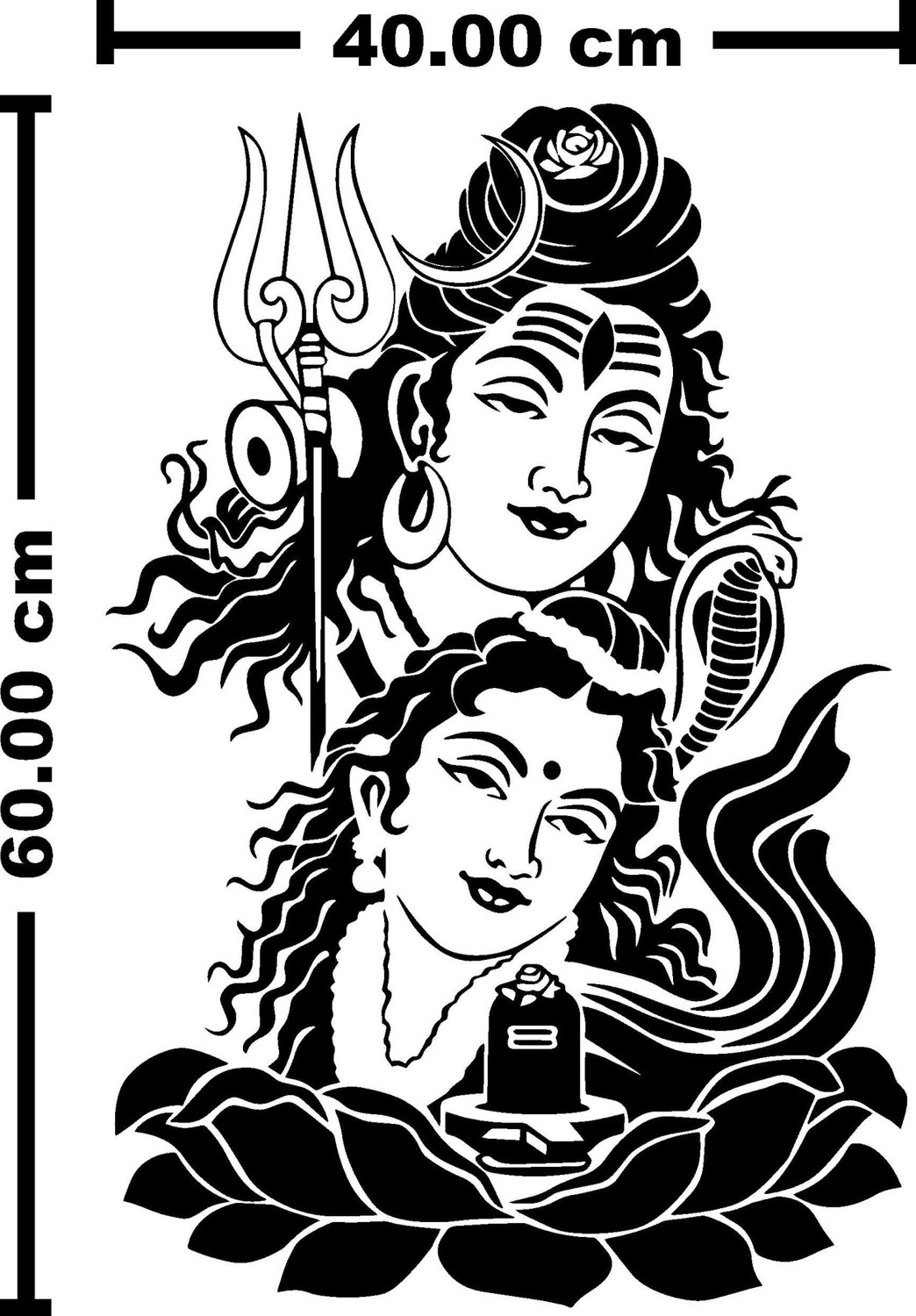 Image of RNG 59 cm lord shiva and parvati wall creative stickers in gud quality Self Adhesive Sticker