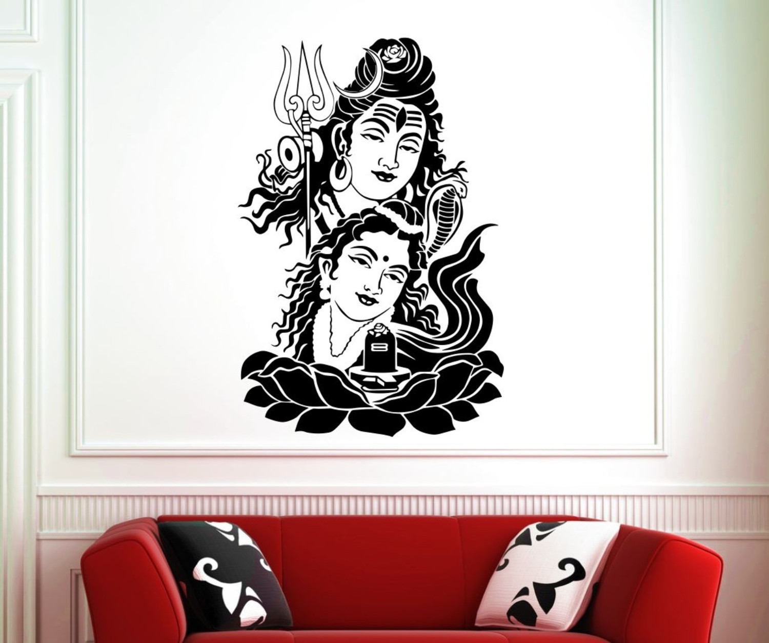 Image of RNG 59 cm lord shiva and parvati wall creative stickers in gud quality Self Adhesive Sticker