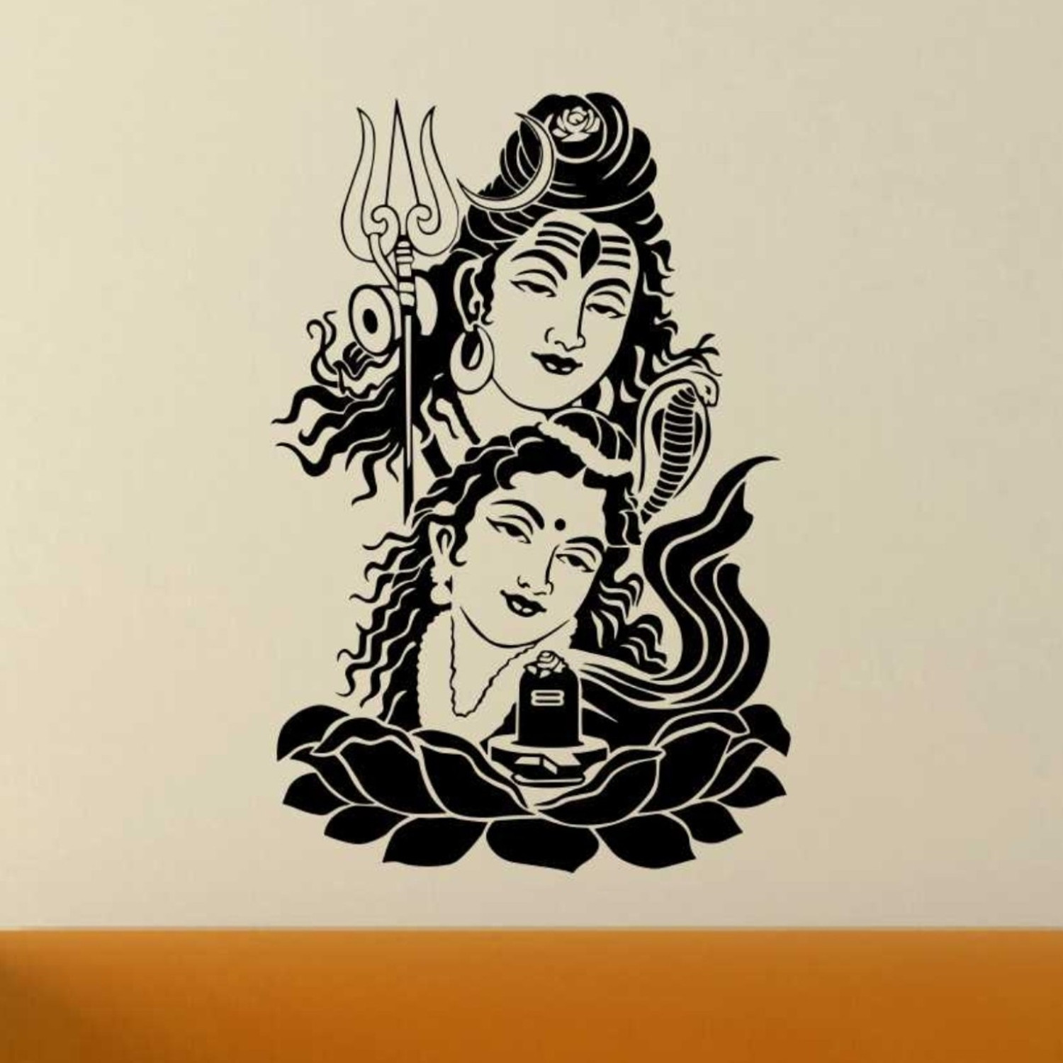 Image of RNG 59 cm lord shiva and parvati wall creative stickers in gud quality Self Adhesive Sticker