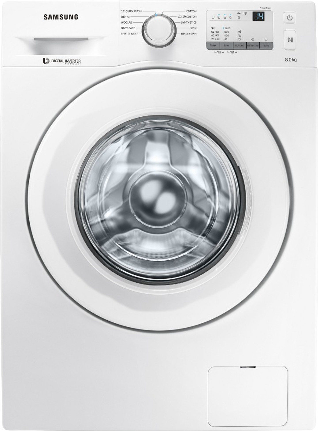 Image of Samsung 8 kg Inverter Fully Automatic Front Load Washing Machine with In-built Heater White