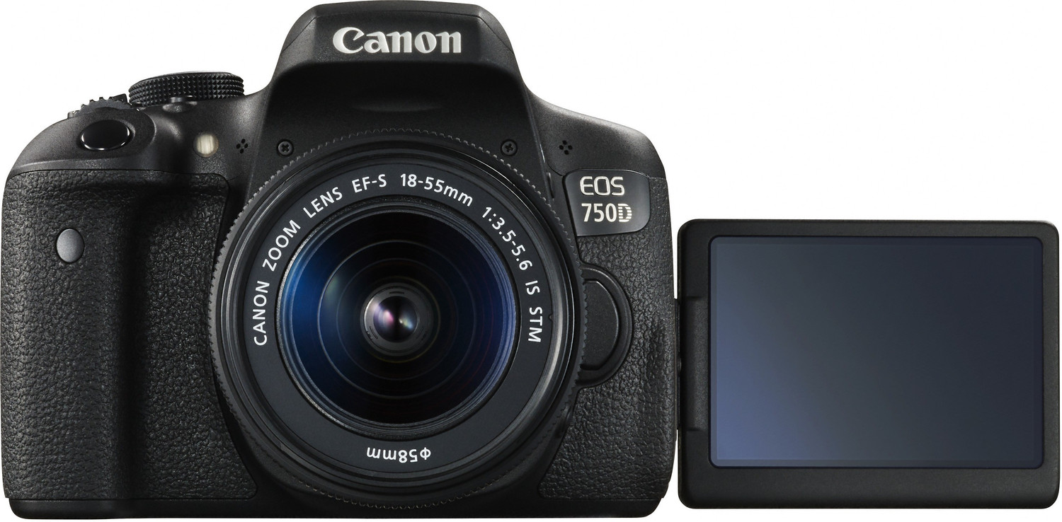 Image of Canon EOS 750D DSLR Camera Body with Single Lens: 18-55mm (16 GB SD Card + Camera Bag)