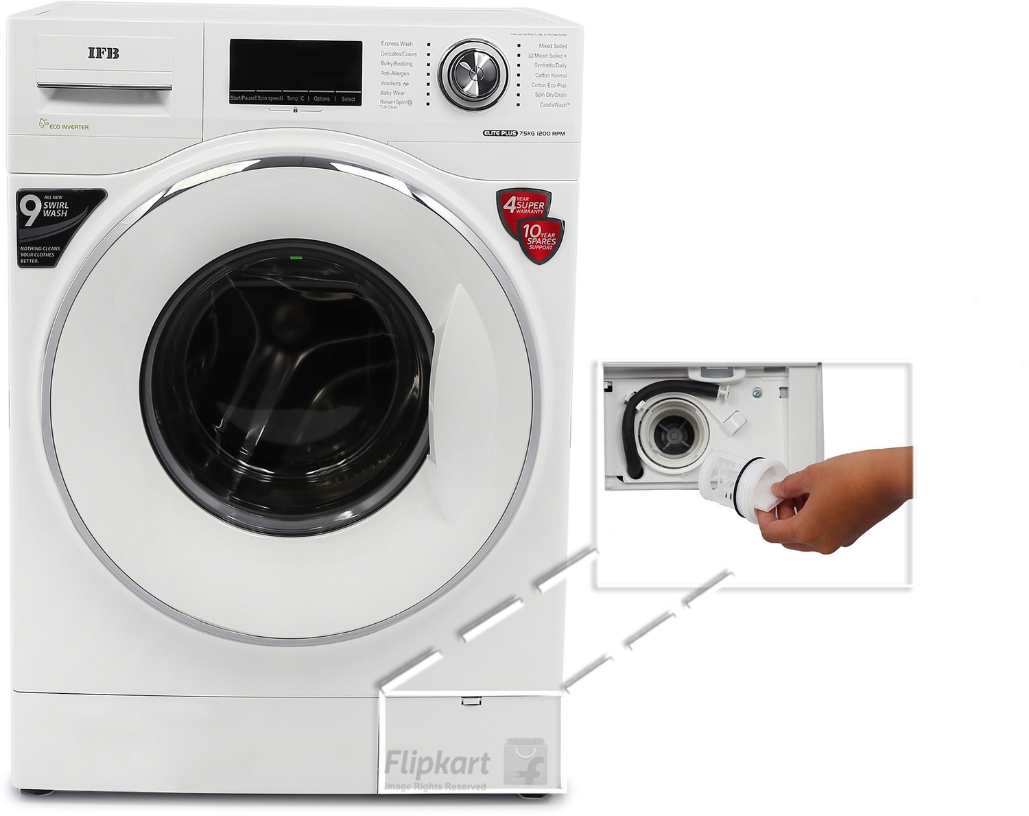 Image of IFB 7.5 kg 5 Star Fully Automatic Front Load Washing Machine with In-built Heater White