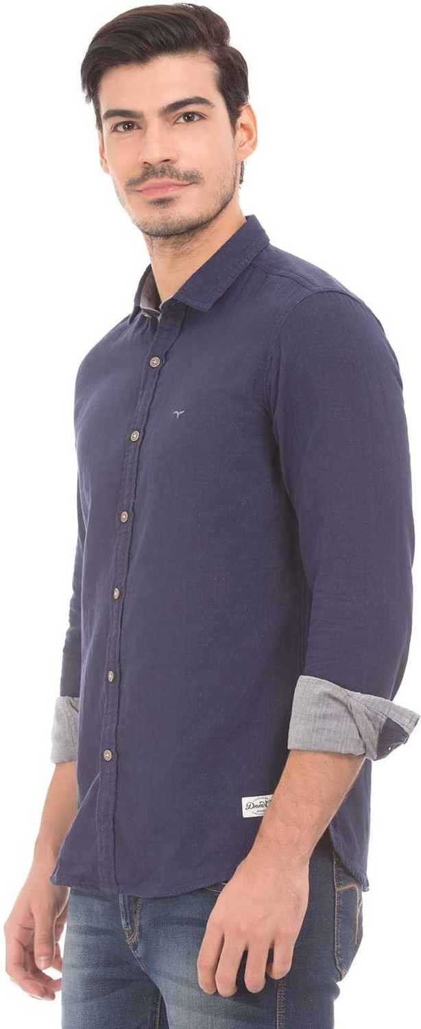 Image of FLYING MACHINE Men Checkered Casual Blue Shirt