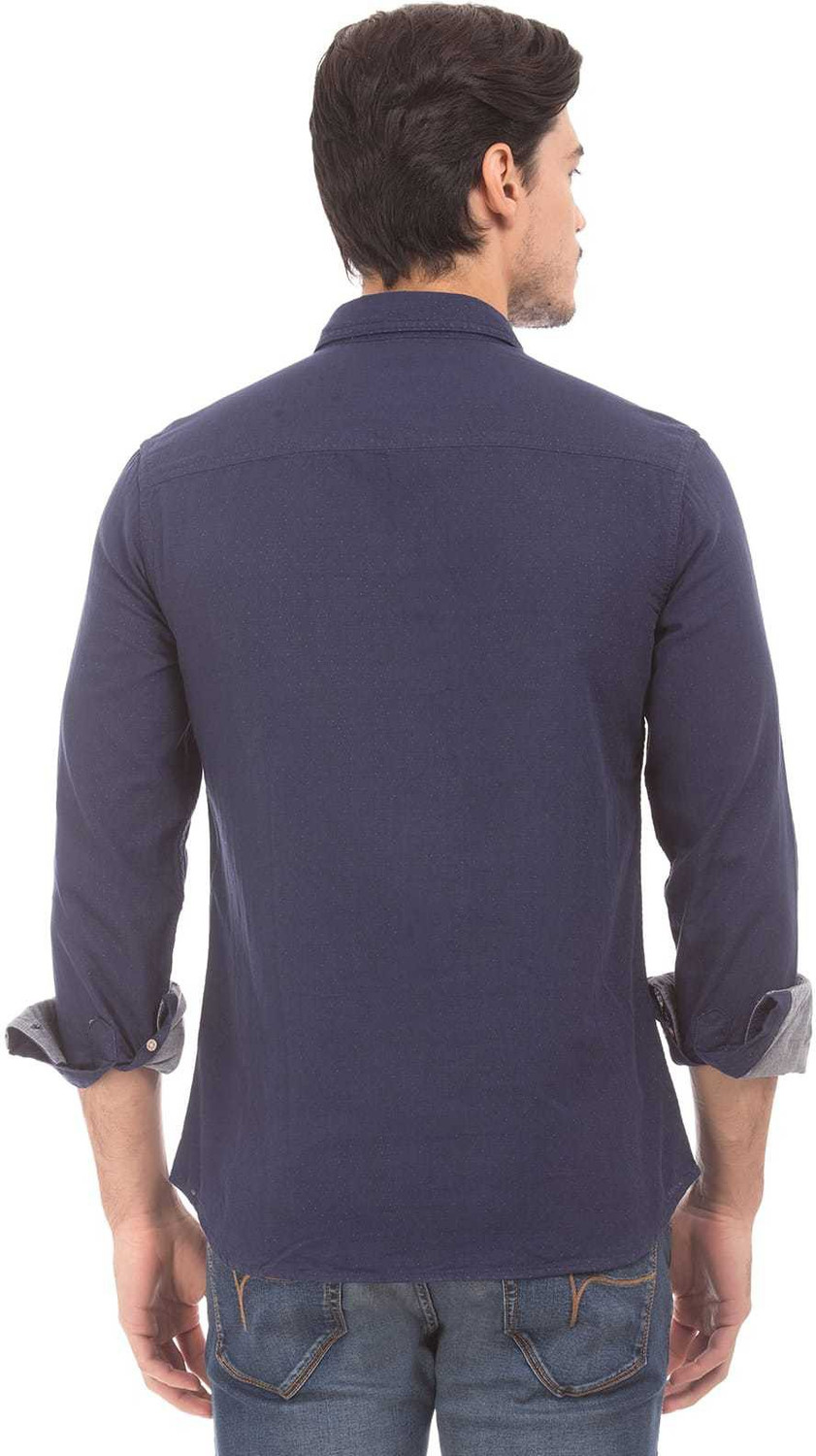 Image of FLYING MACHINE Men Checkered Casual Blue Shirt