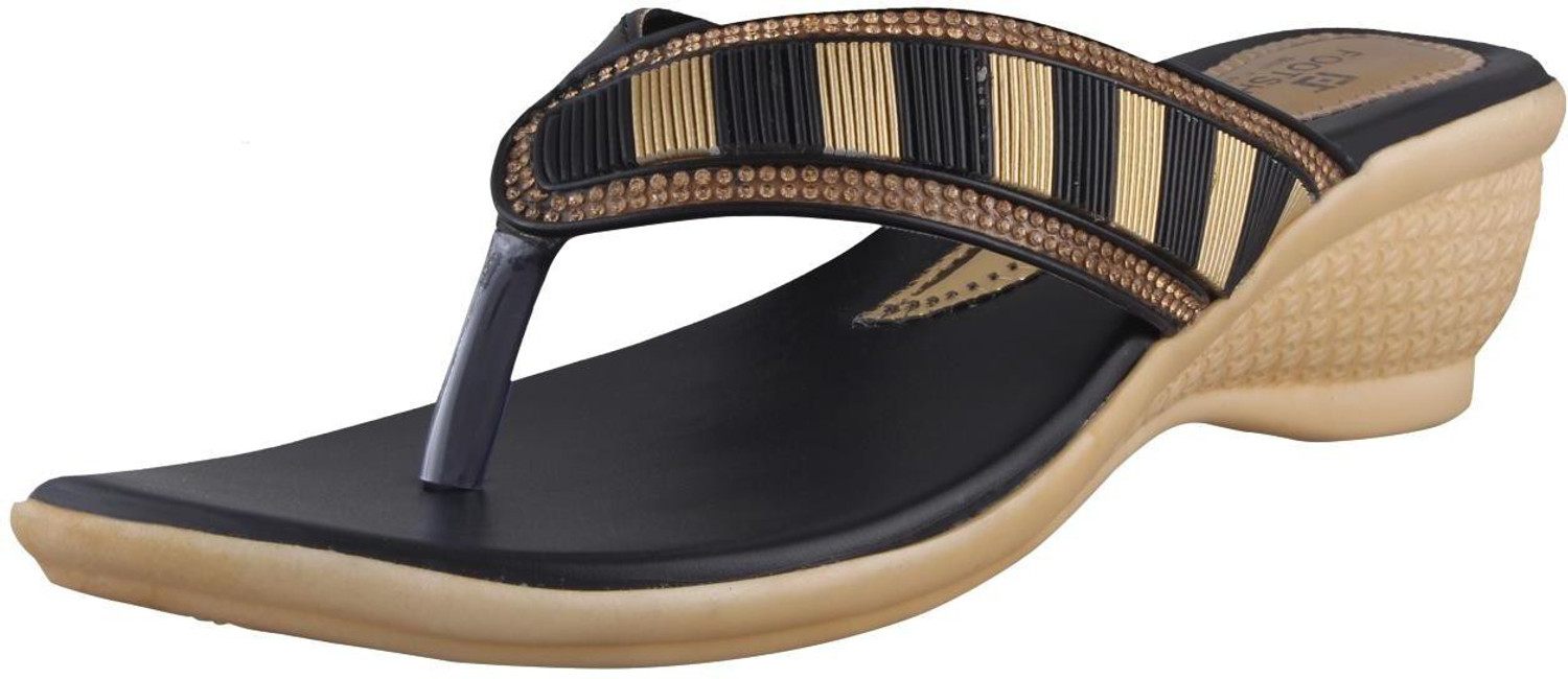 Footshez Party Wear Slip On For Women And Girls Slippers Black 4