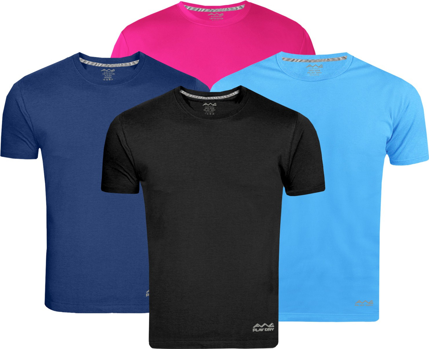 Image of AWG Solid Men Round Neck Multicolor T-Shirt