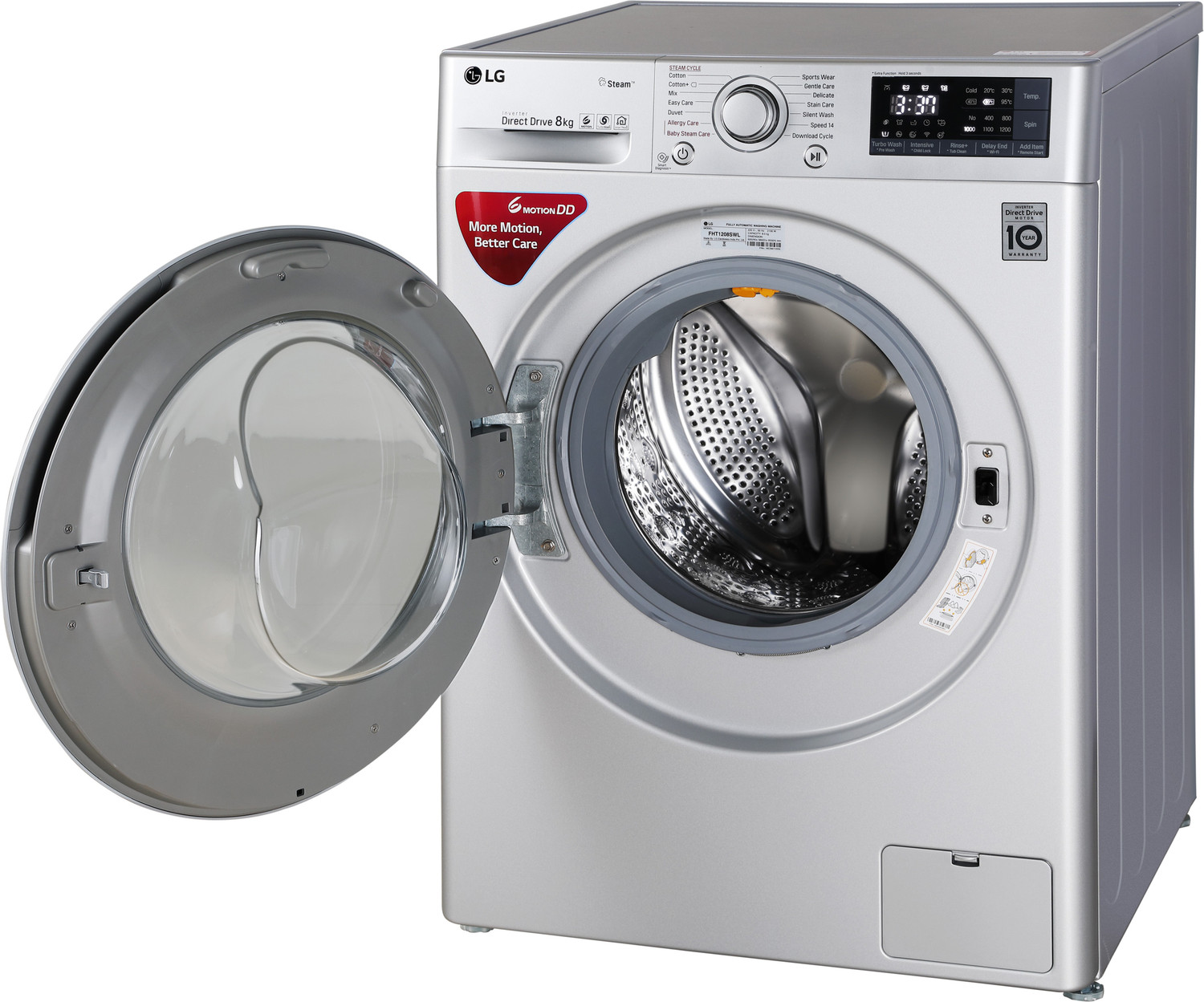 Image of LG 8 kg Inverter Fully Automatic Front Load Washing Machine with In-built Heater Silver