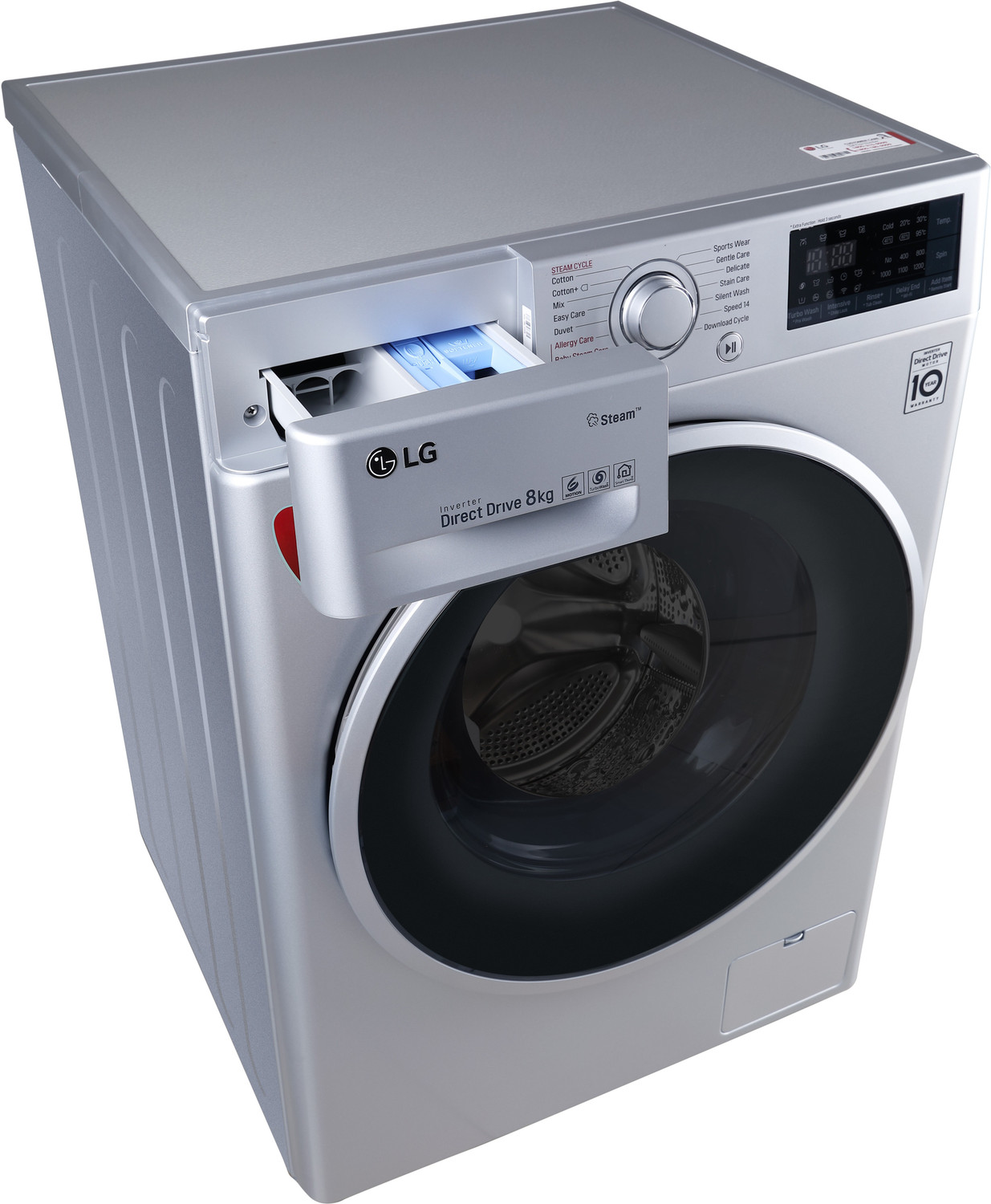 Image of LG 8 kg Inverter Fully Automatic Front Load Washing Machine with In-built Heater Silver