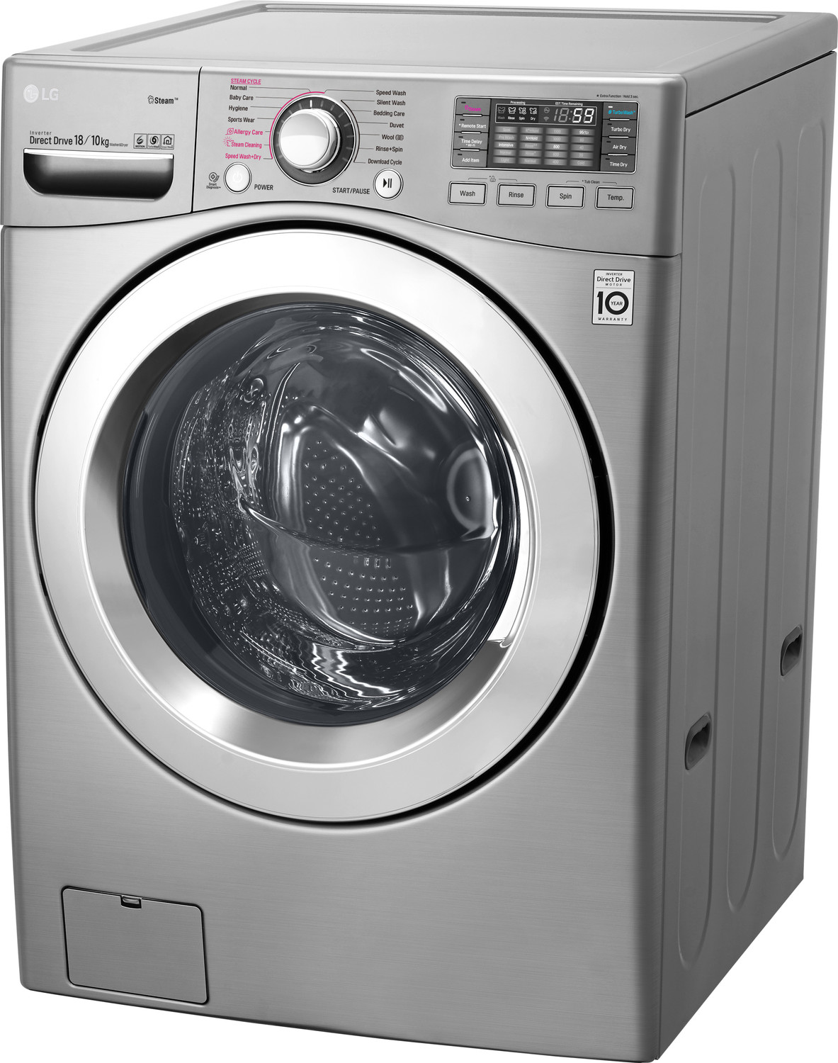 Image of LG 18 /10 kg Washer with Dryer Ready to Wear Clothes with In-built Heater Silver