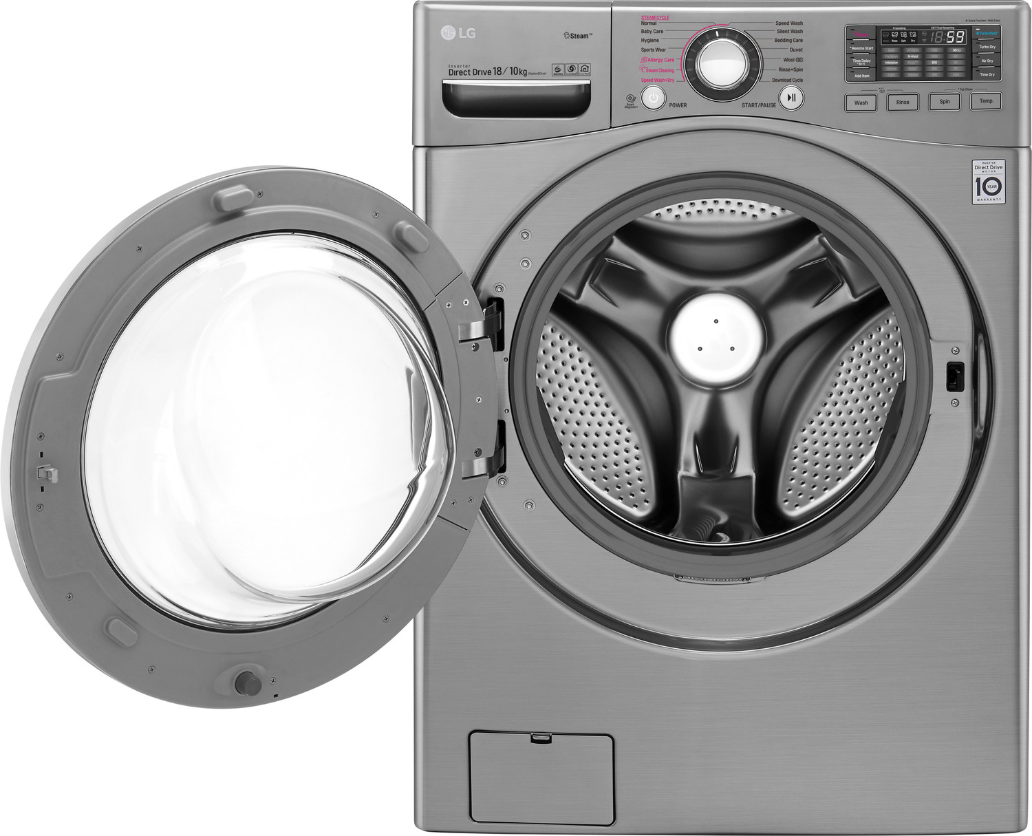 Image of LG 18 /10 kg Washer with Dryer Ready to Wear Clothes with In-built Heater Silver
