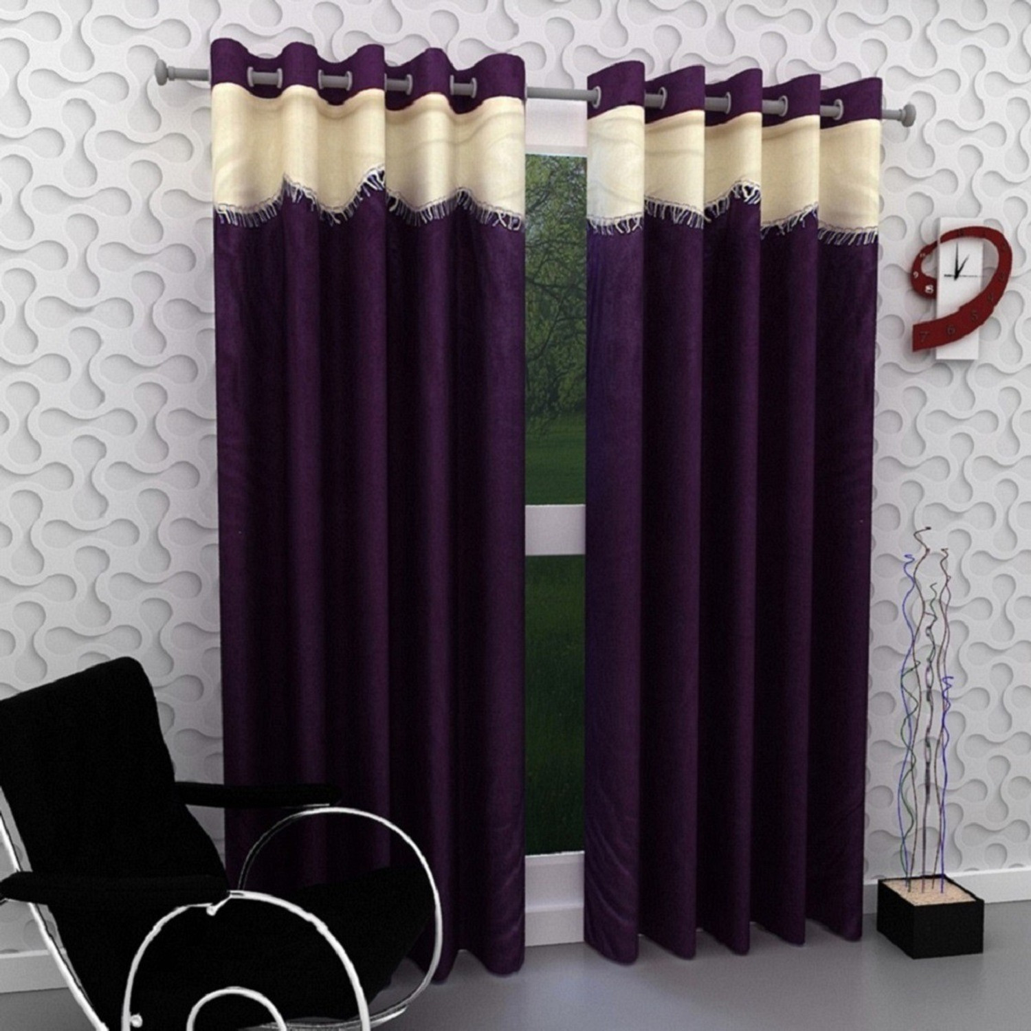 Image of Panipat Textile Hub 274 cm (9 ft) Long Door Polyester Semi Transparent Curtain (Pack Of 2)