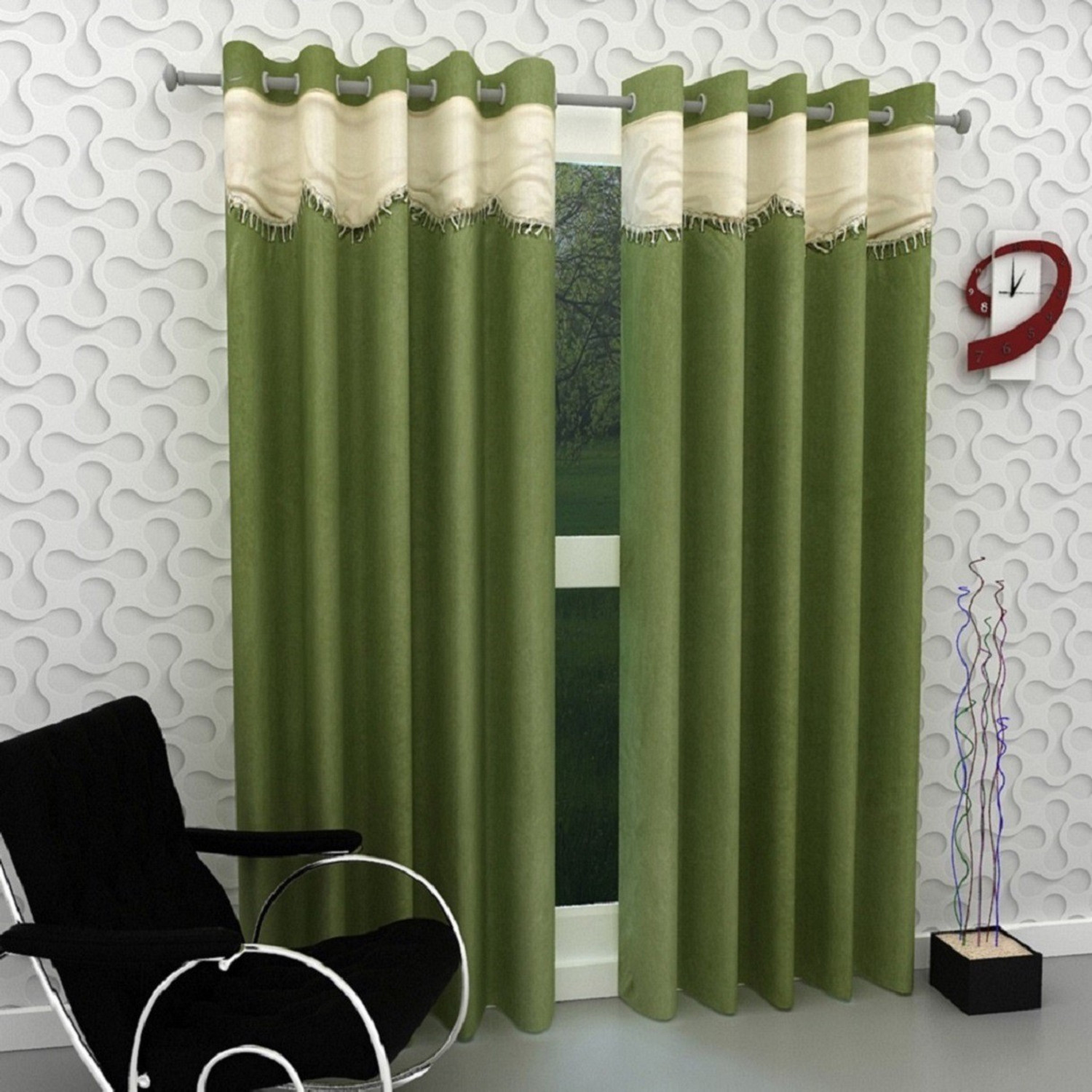 Image of Panipat Textile Hub 213 cm (7 ft) Door Polyester Semi Transparent Curtain (Pack Of 2)