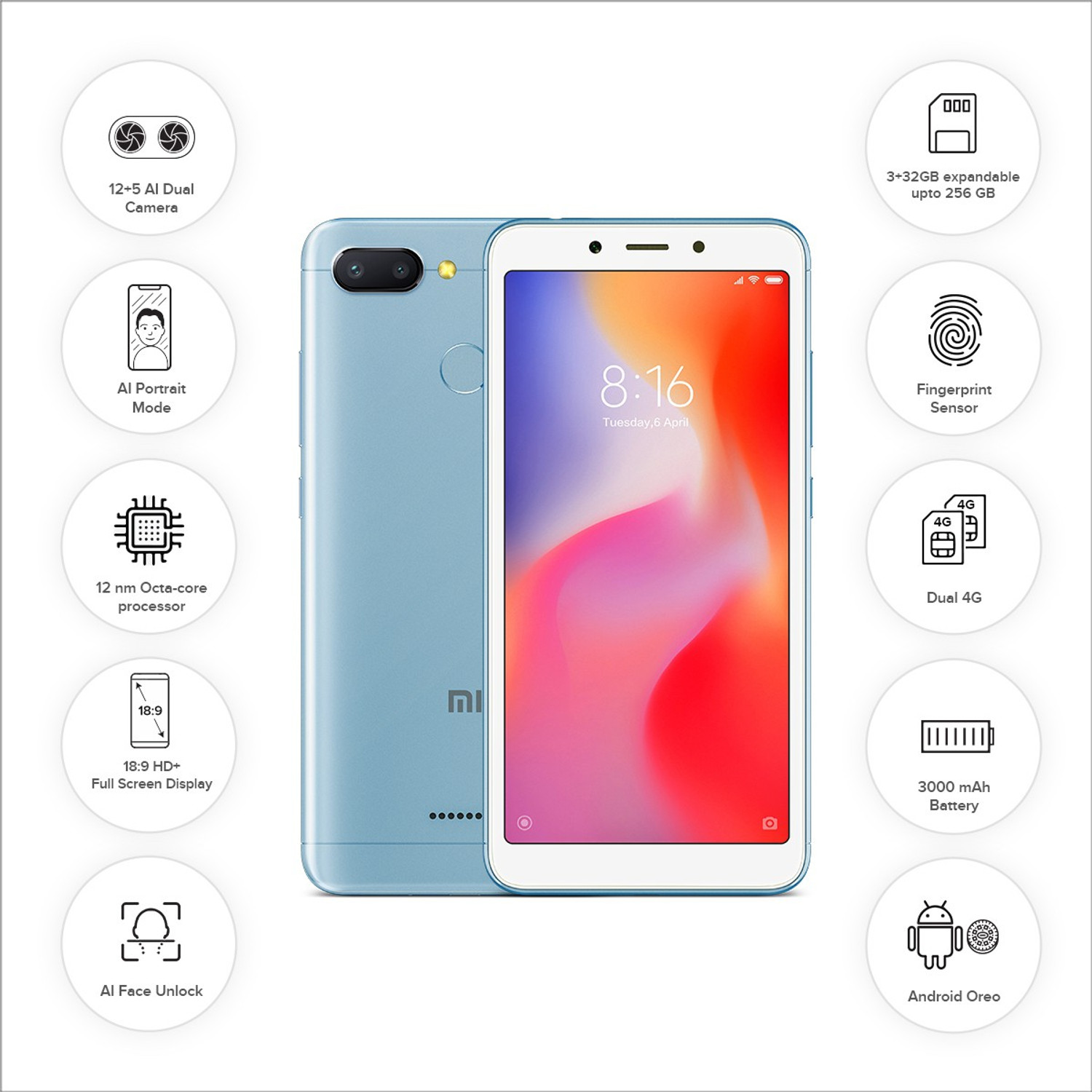 Image of Redmi 6 (Blue, 32 GB)
