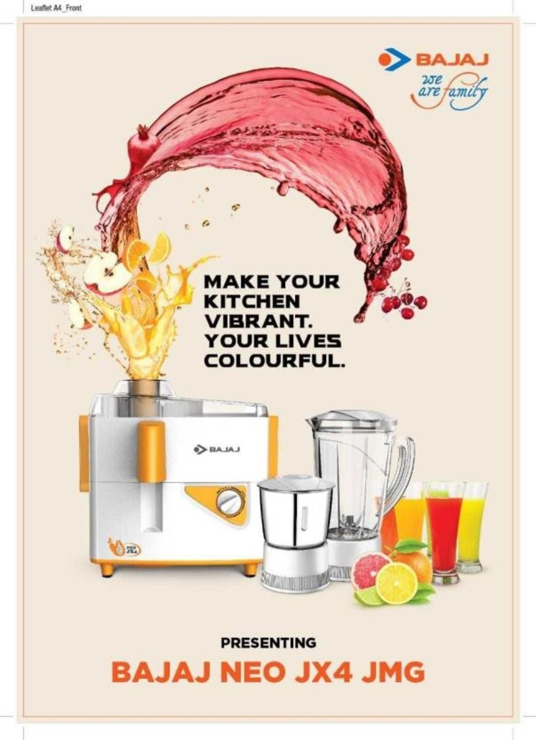 Image of BAJAJ Majesty JX4 Neo JMG 450 W Juicer Mixer Grinder