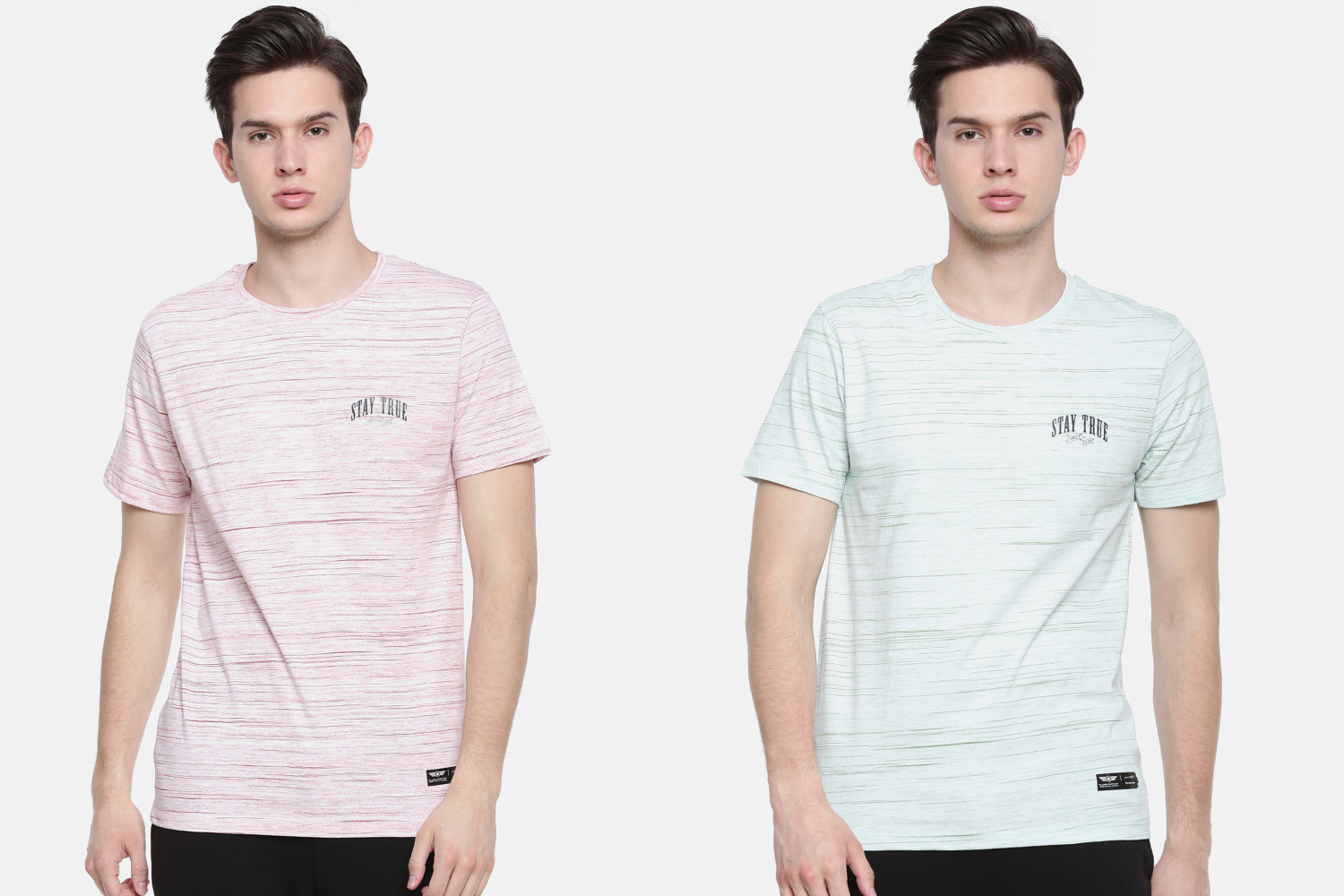 Image of Force NXT Pack of 2 Men Self Design Round Neck Reversible Polycotton Multicolor T-Shirt