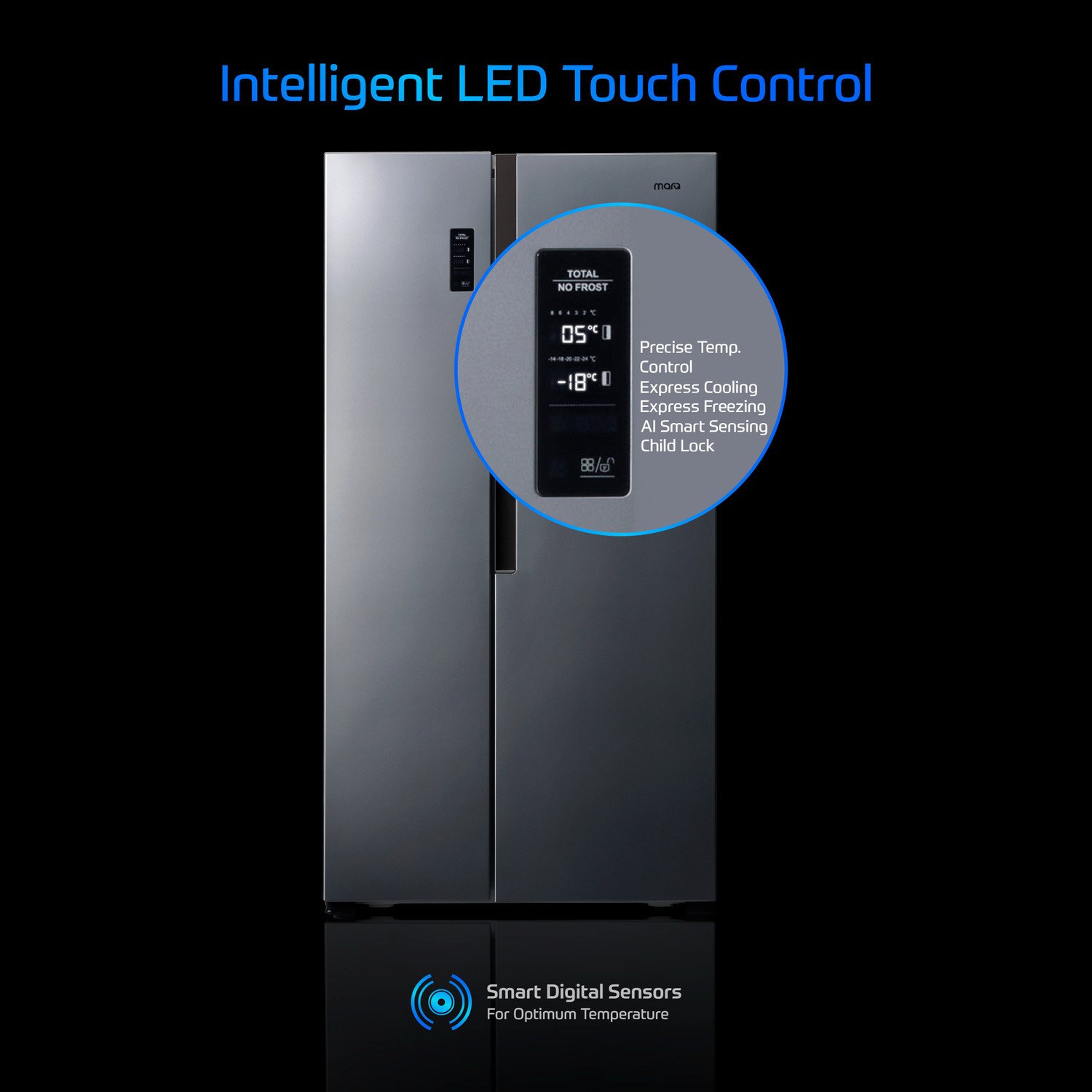 Image of MarQ by Flipkart 560 L Frost Free Side by Side Refrigerator with Water Dispenser