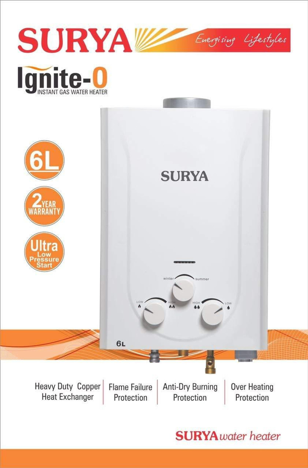 Image of SURYA Gas Geyser 6 L Gas Water Geyser