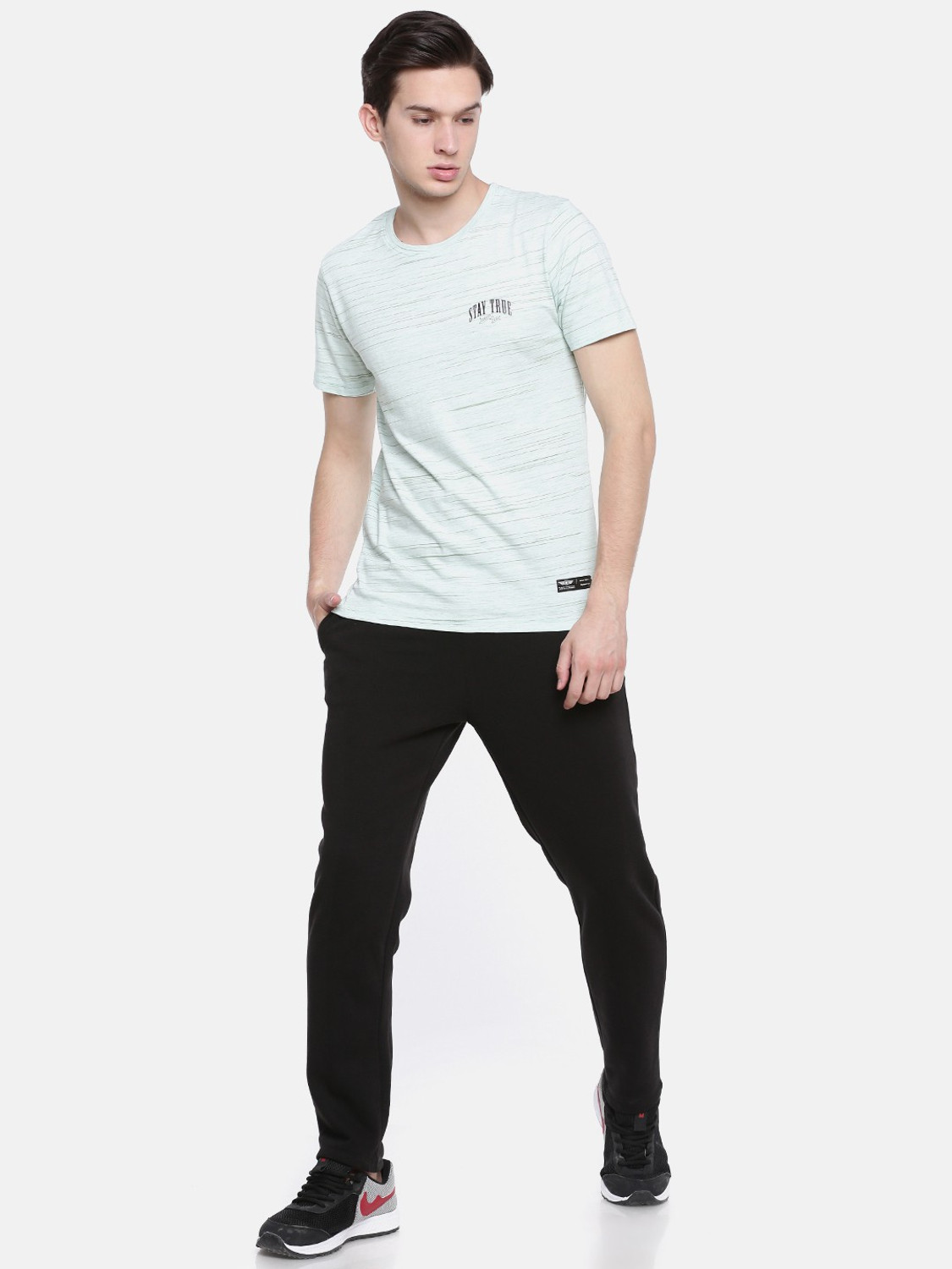 Image of Force NXT Pack of 2 Men Self Design Round Neck Reversible Polycotton Multicolor T-Shirt