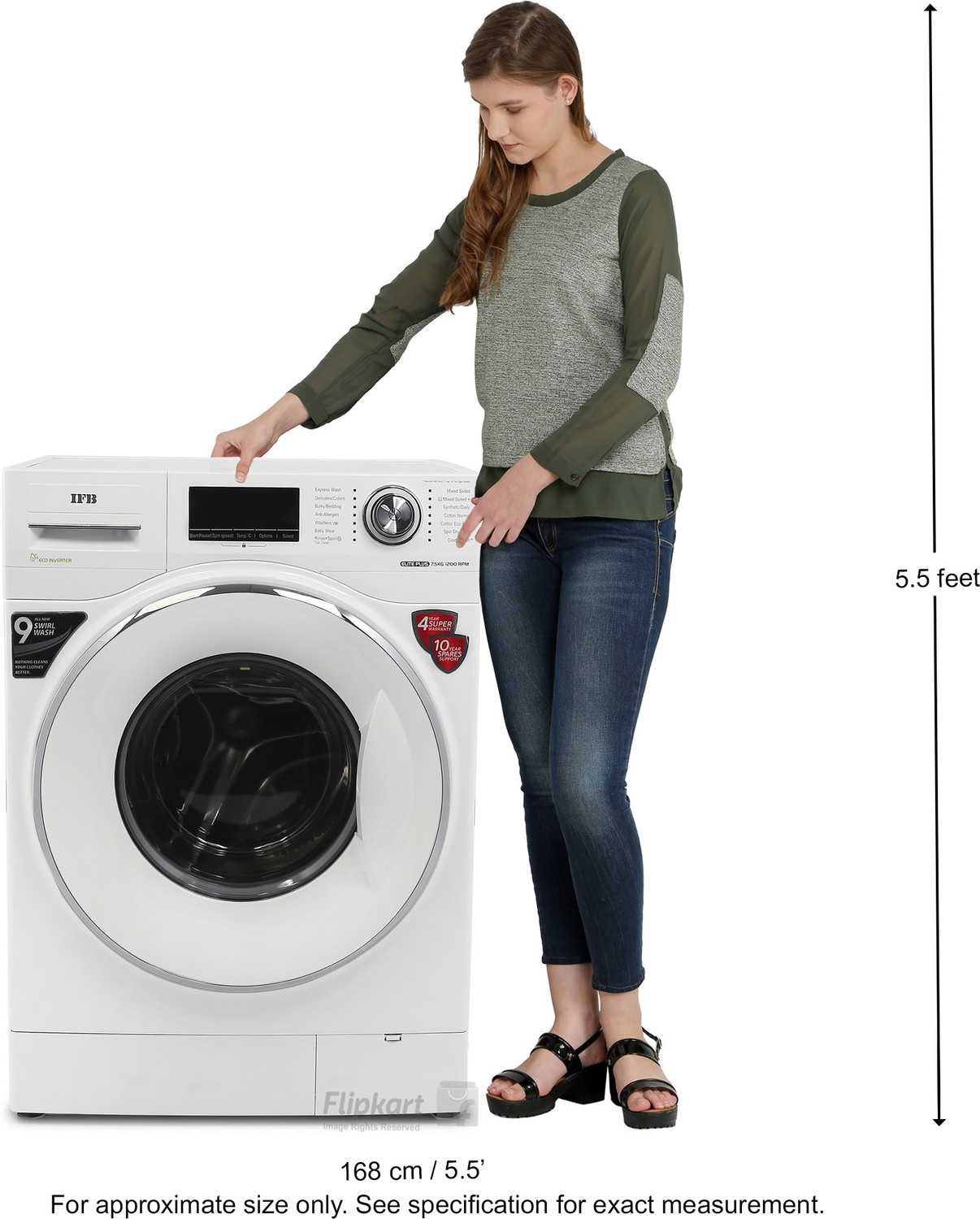 Image of IFB 7.5 kg 5 Star Fully Automatic Front Load Washing Machine with In-built Heater White