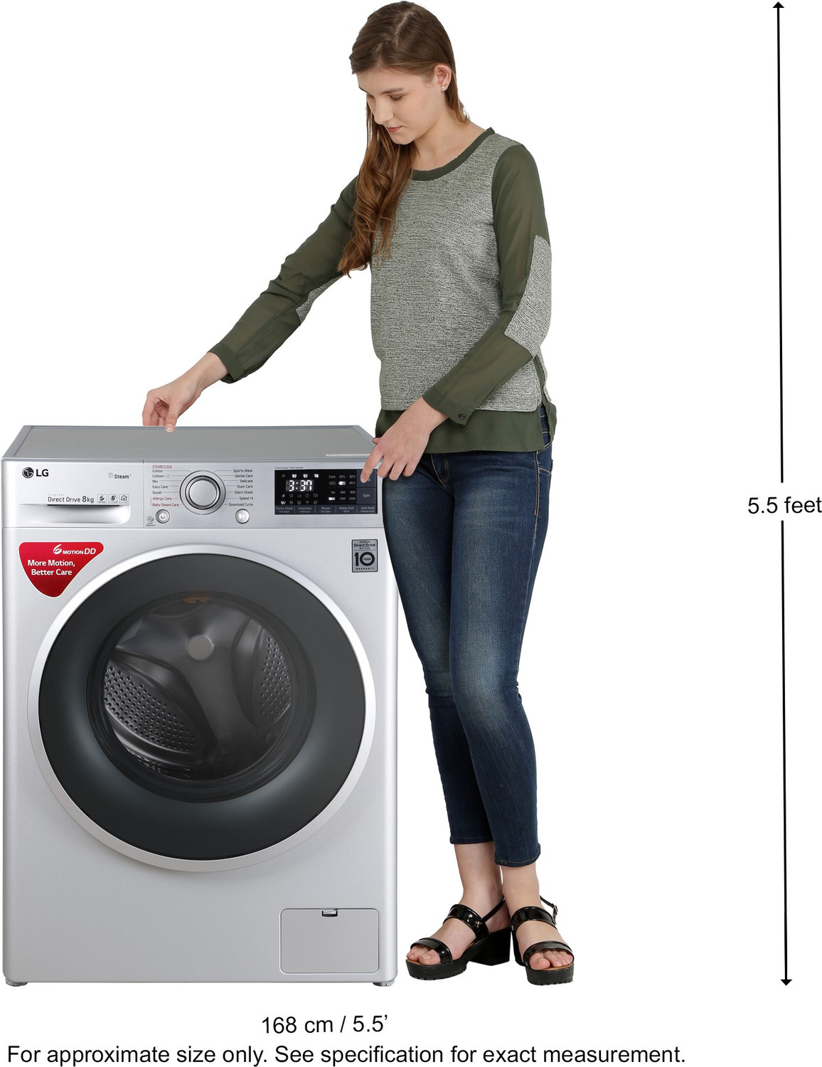 Image of LG 8 kg Inverter Fully Automatic Front Load Washing Machine with In-built Heater Silver