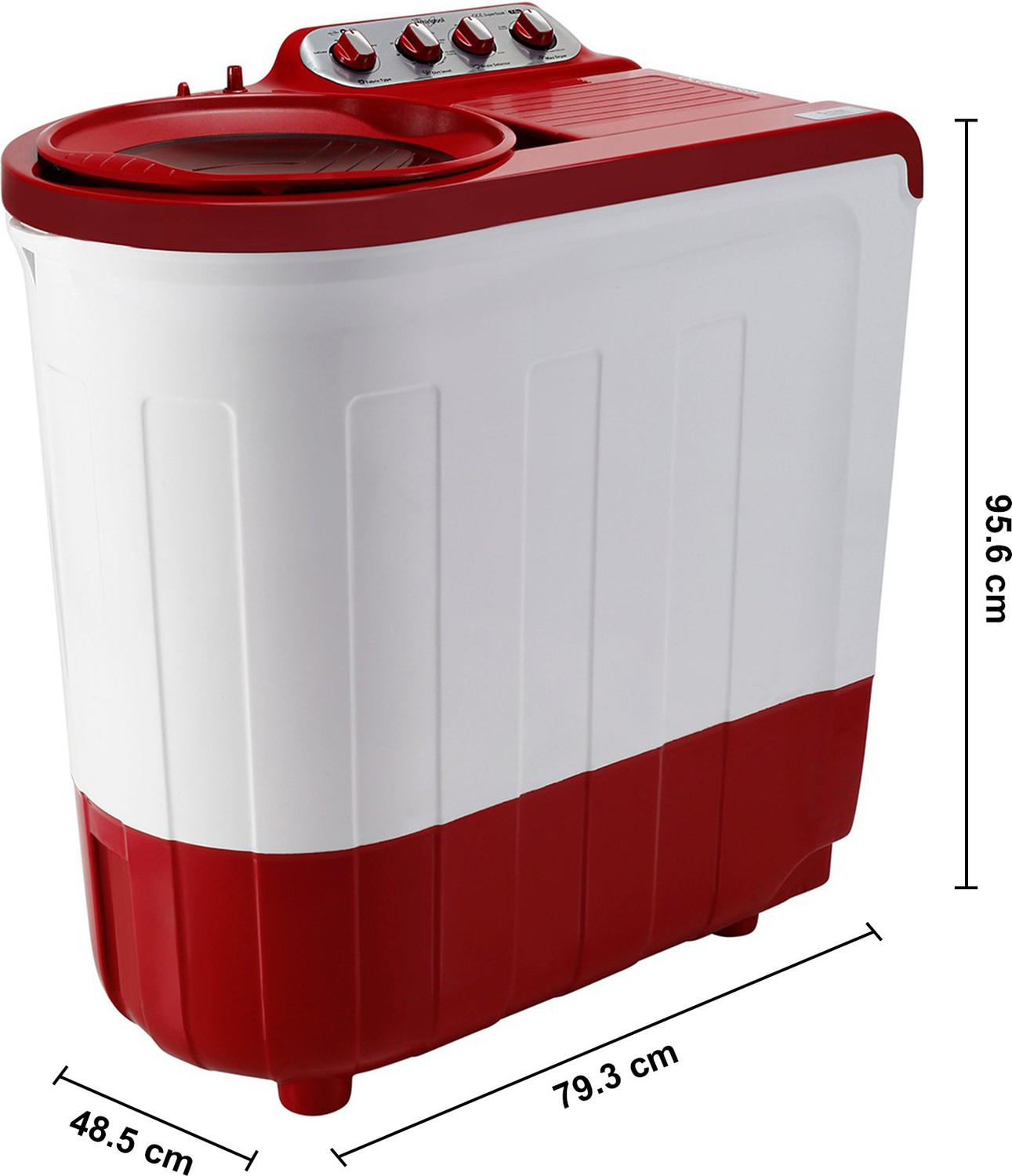 Image of Whirlpool 7.5 kg 5 Star, Supersoak Technology Semi Automatic Top Load Washing Machine Red