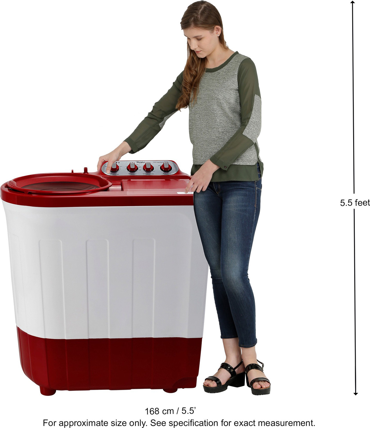 Image of Whirlpool 7.5 kg 5 Star, Supersoak Technology Semi Automatic Top Load Washing Machine Red