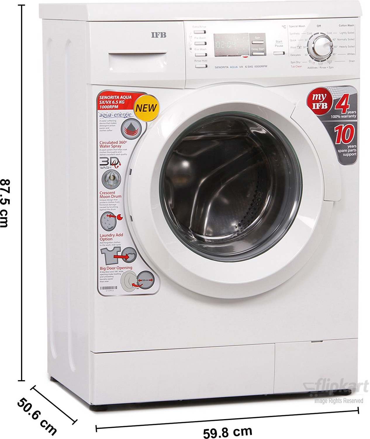Image of IFB 6.5 kg Fully Automatic Front Load Washing Machine with In-built Heater White
