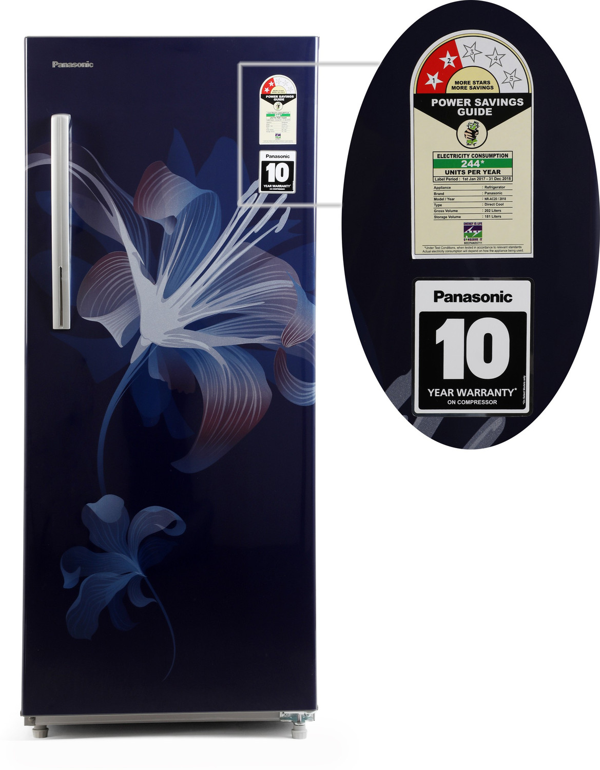 Image of Panasonic 202 L Direct Cool Single Door 2 Star Refrigerator