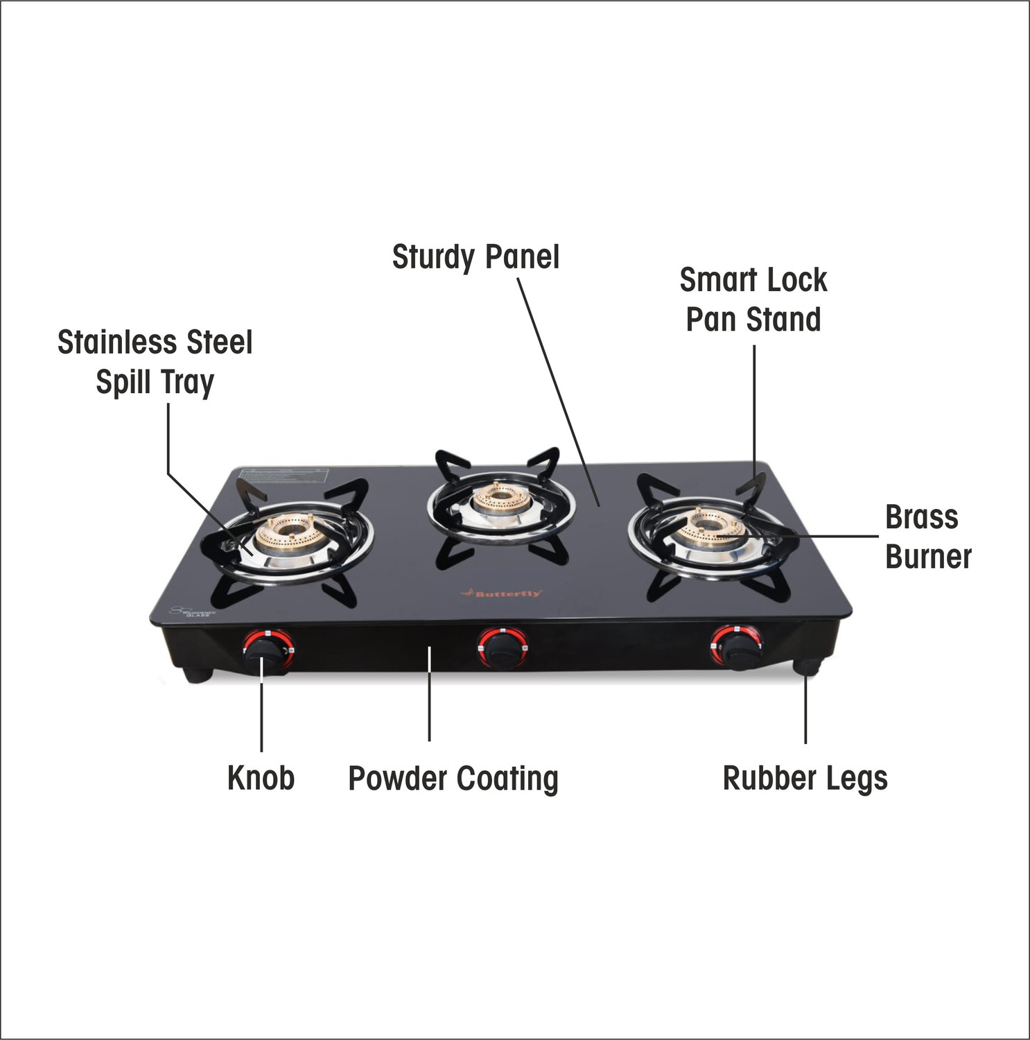 Butterfly RAPID 3B Glass Manual Gas Stove (3 Burners) Price History