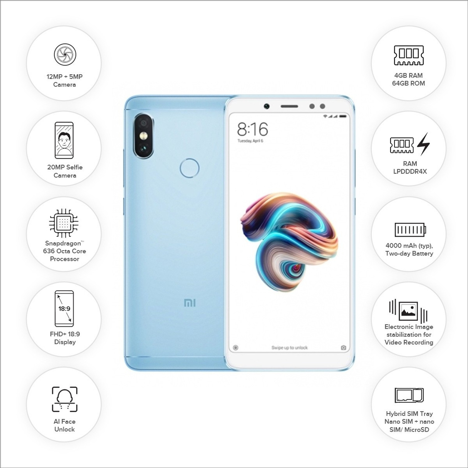 Image of Redmi Note 5 Pro (Lake Blue, 64 GB)