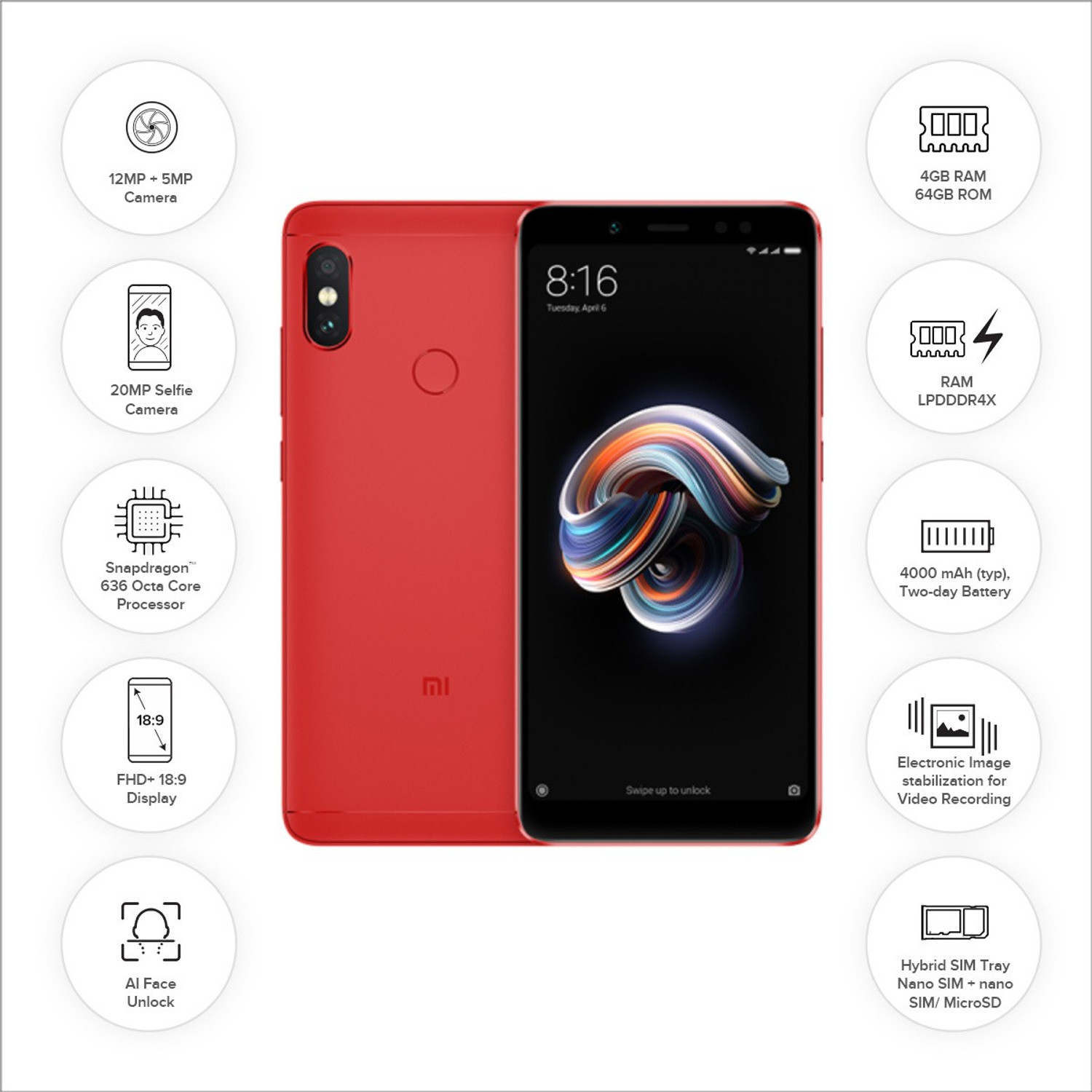 Image of Redmi Note 5 Pro (Red, 64 GB)